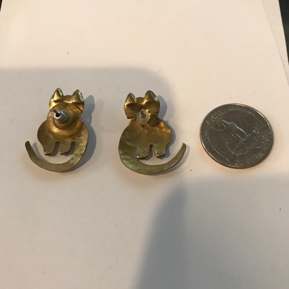 Cat golden earrings - Picture 3 of 3